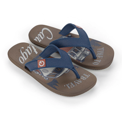 Chinelo Infantil Cartago Dakar - 10808 - Marrom/azul/telha - Atacado