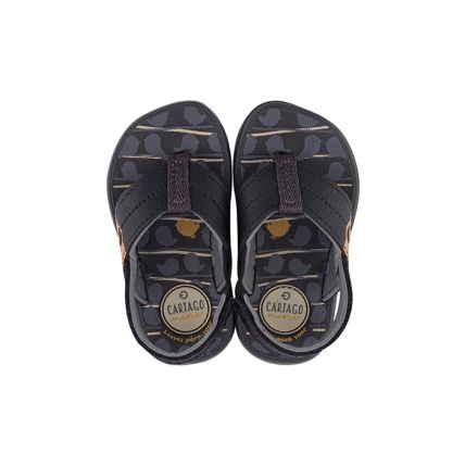 Sandalia Baby Cartago Mini Dedo - 11559 - Cinza/preto - Atacado