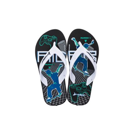 Chinelo Infantil Rider Street Joy - 11768 - Preto/branco/verde - Atacado