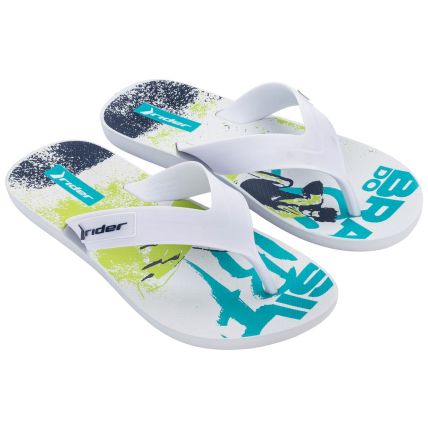 Chinelo Infantil Rider Strike Beach - 12011 - Branco/branco/verde - Atacado