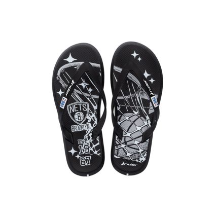 Chinelo Masculino Rider R1 Nba Dedo - 12036 - Preto/preto/cinza (Ah069) - Atacado