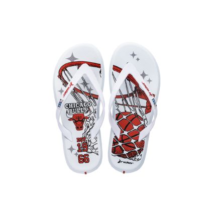 Chinelo Masculino Rider R1 Nba Dedo - 12036 - Branco/branco/vermelho (Ah073) - Atacado
