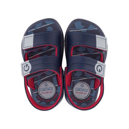 Sandália Baby Cartago Mini - 12056 - Cinza/azul/vermelho - Atacado