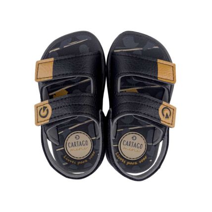 Sandália Baby Cartago Mini - 12056 - Cinza/preto/amarelo - Atacado