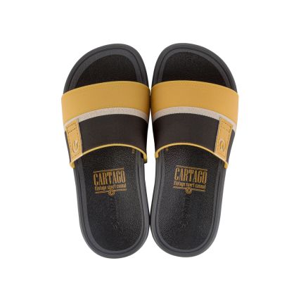 Chinelo Slide Infantil Cartago Detroit - 12059 - Cinza/Bege/Amarelo - Atacado