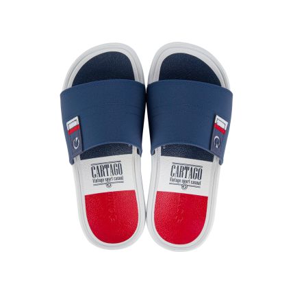 Chinelo Slide Infantil Cartago Detroit - 12059 - Branco/Azul/Vermelho - Atacado