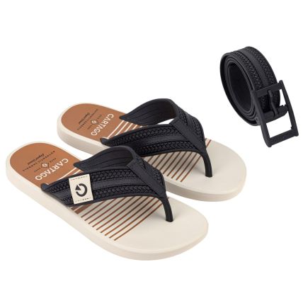 Chinelo Masculino Cartago Istambul - 12062 - Bege/preto - Atacado