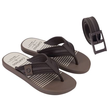 Chinelo Masculino Cartago Istambul - 12062 - Marrom/bege - Atacado