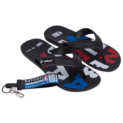 Chinelo Masculino Rider Slam Nba - 12065 - Preto Retrô/vermelho - Atacado