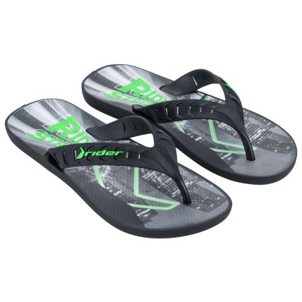 Chinelo Masculino Rider Street City - 12107 - Preto/preto/verde (Bd563) - Atacado