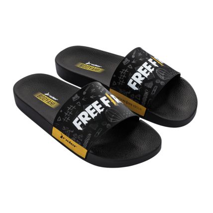 Chinelo Slide Infantil Rider Full 86 Free Fire - 12110 - Preto/amarelo/branco - Atacado