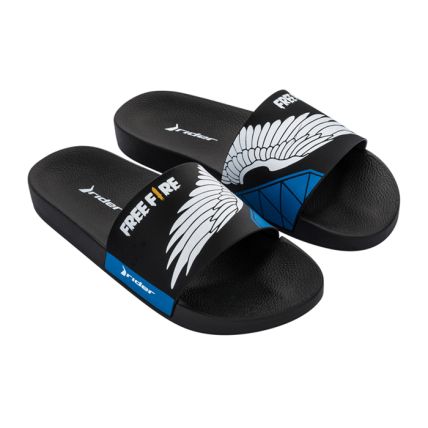 Chinelo Slide Infantil Rider Full 86 Free Fire - 12110 - Preto/azul/branco - Atacado