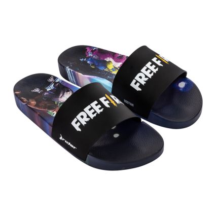 Chinelo Slide Infantil Rider Full 86 Free Fire - 12110 - Preto/branco/azul - Atacado