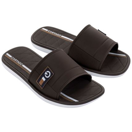 Chinelo Gáspea Masculino Cartago Esparta - 12162 - Branco/marrom/marrom - Atacado