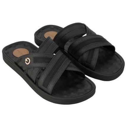 Chinelo Slide Masculino Cartago Alabama - 12203 - Preto/preto/castor - Atacado