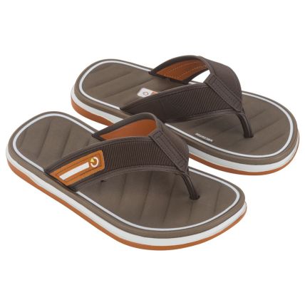 Chinelo Infantil Cartago Málaga Sport - 12309 - Branco/marrom/laranja - Atacado