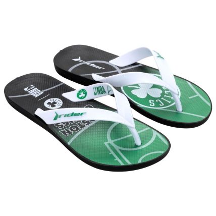 Chinelo Masculino Rider Feel Nba -12378 - Preto/branco/verde - Atacado