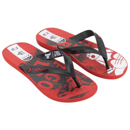 Chinelo Masculino Rider Feel Nba - 12378 - Vermelho/preto/branco - Atacado