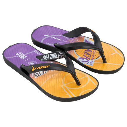 Chinelo Infantil Rider Feel Nba - 12379 - Preto/amarelo/roxo - Atacado