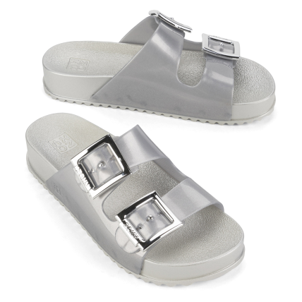 Chinelo Slide Feminino Zaxy Partner Iii - 18063 - Prata - Atacado