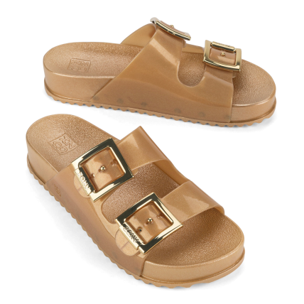 Chinelo Slide Feminino Zaxy Partner Iii - 18063 - Dourado - Atacado