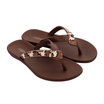 Rasteira Feminina Grendha Uba Tresse - 18349 - Marrom - Atacado