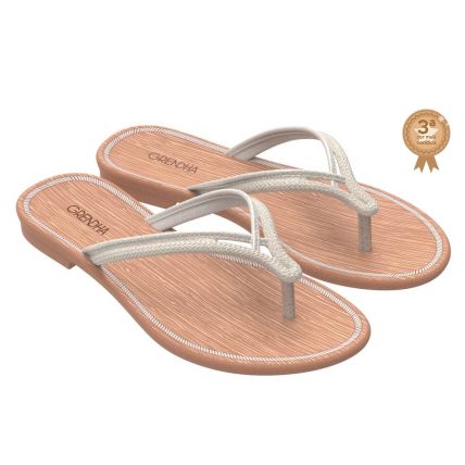 Rasteira Feminina Grendha Cacau Entrelacos - 18391 - Off White Medio - Atacado
