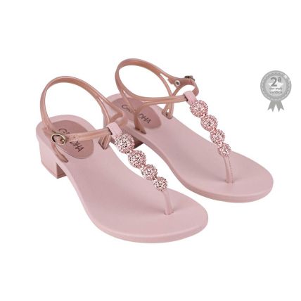 Sandalia Feminina Grendha Cacau Com Salto - 18397 - Rose - Atacado