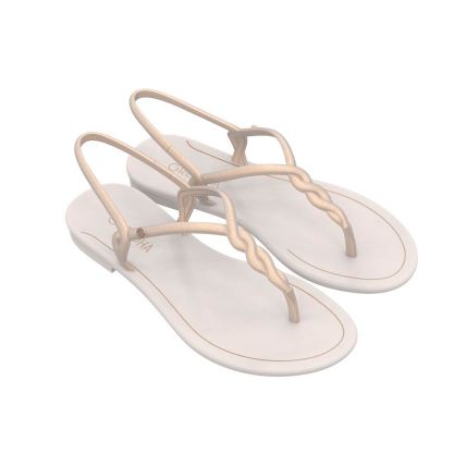 Sandalia Feminina Grendha Cacau Harmonia - 18505 - Off White Claro/dourado - Atacado