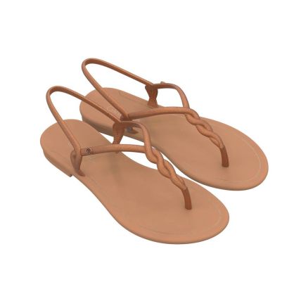 Sandalia Feminina Grendha Cacau Harmonia - 18505 - Marrom Make/laranja - Atacado