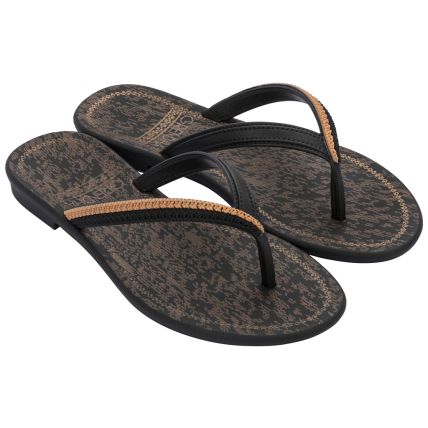 Rasteira Feminina Grendha Cacau Croche - 18542 - Preto - Atacado