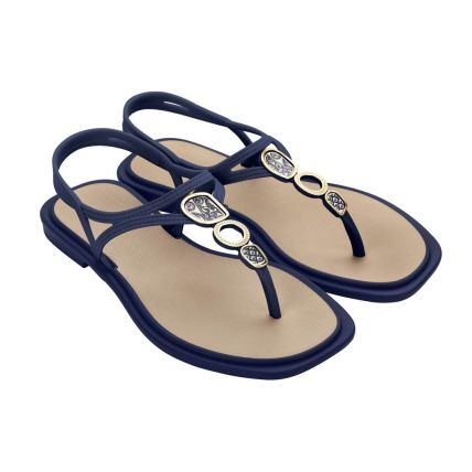 Sandália Feminina Grendha Caju Porcelana. - 18554 - Off White/azul Marinho - Atacado