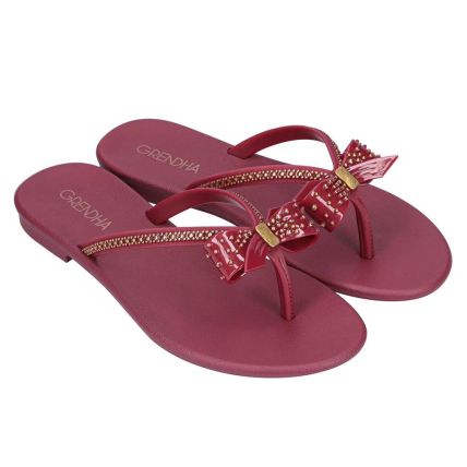 Rasteira Feminina Grendha Cacau Adora - 18555 - Vermelho Cereja Profundo - Atacado