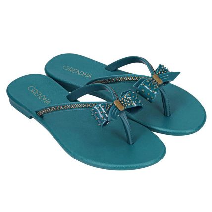 Rasteira Feminina Grendha Cacau Adora - 18555 - Azul Jade Escuro - Atacado