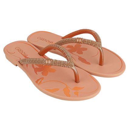 Rasteira Feminina Grendha Cacau Boho - 18592 - Laranja Ocre/terroso - Atacado