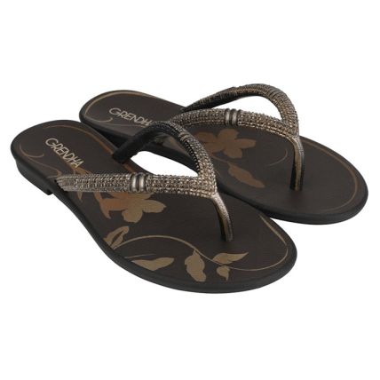 Rasteira Feminina Grendha Cacau Boho - 18592 - Preto - Atacado