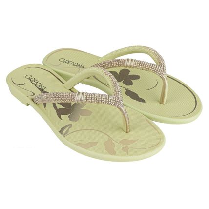 Rasteira Feminina Grendha Cacau Boho - 18592 - Verde Citrico Claro - Atacado