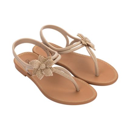 Sandalia Feminina Grendha Cacau Boho - 18594 - Off White Claro/ Terroso Escuro - Atacado
