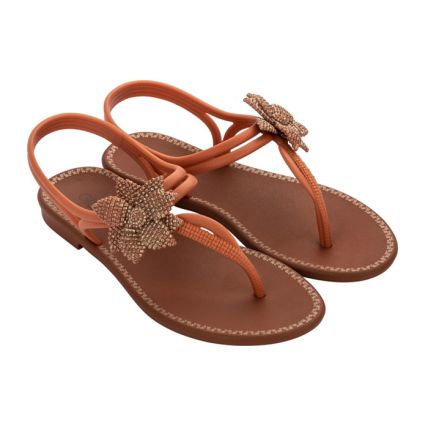 Sandalia Feminina Grendha Cacau Boho - 18594 - Laranja Ocre/marrom - Atacado