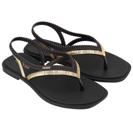 Sandalia Feminina Grendha Caju Hera - 18596 - Preto/dourado - Atacado