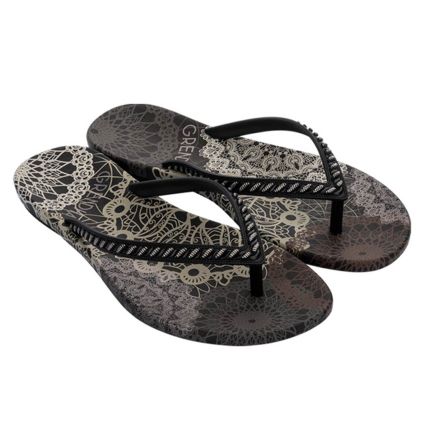 Rasteira Feminina Grendha Uba Tear - 18597 - Preto Renda Off - Atacado