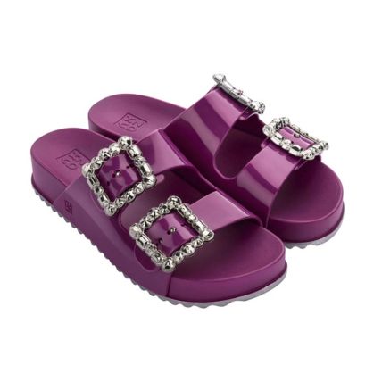 Chinelo Slide Feminino Zaxy Glam Partner - 18605 - Rosa Floral Escuro - Atacado