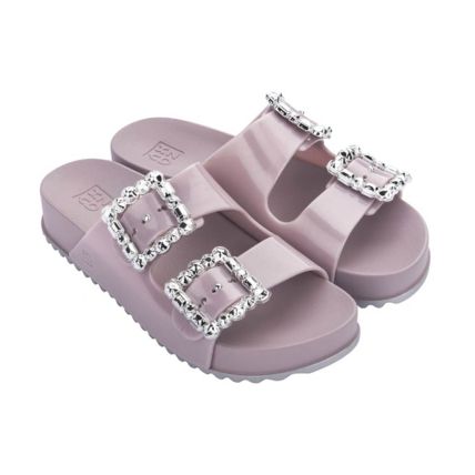 Chinelo Slide Feminino Zaxy Glam Partner - 18605 - Lilas Claro Metalizado - Atacado