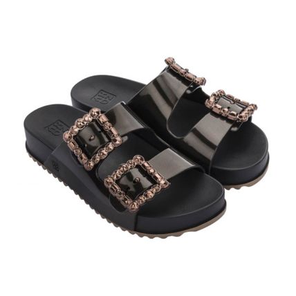 Chinelo Slide Feminino Zaxy Glam Partner - 18605 - Preto Dourado/preto - Atacado