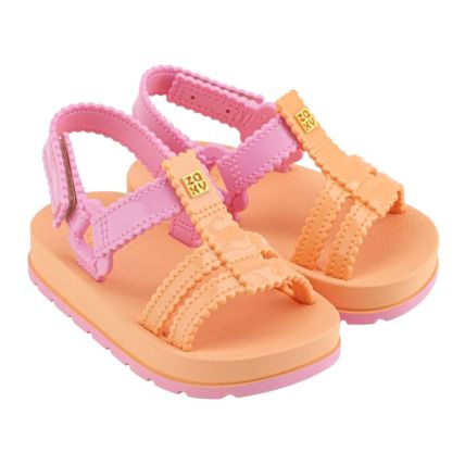 Sandalia Baby Zaxynina Conectadinha - 18641 - Laranja Pessego/rosa Chiclete - Atacado