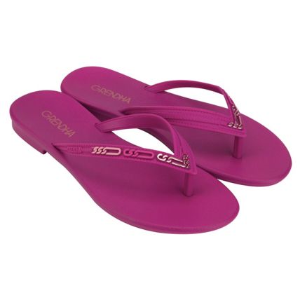 Rasteira Feminina Grendha Cacau Elo - 18669 - Rosa Floral Escuro - Atacado