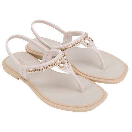 Sandália Feminina Grendha Caju Exotica - 18680 - Off White Escuro - Atacado