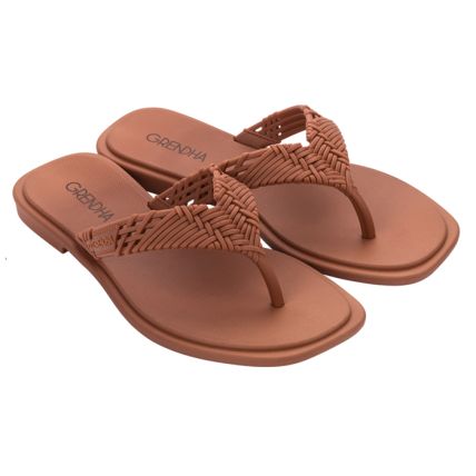 Rasteira Feminina Grendha+ - 18684 - Marrom Cacau Claro - Atacado