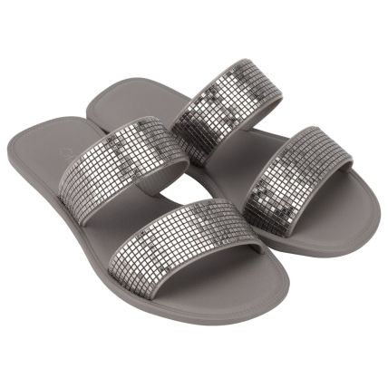 Chinelo Slide Feminino Grendha Buriti Icone - 18694 - Chumbo - Atacado