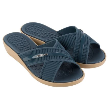 Tamanco Feminino Azaleia Carla Soft Wave - 18866 - Azul Jeans Escuro - Atacado